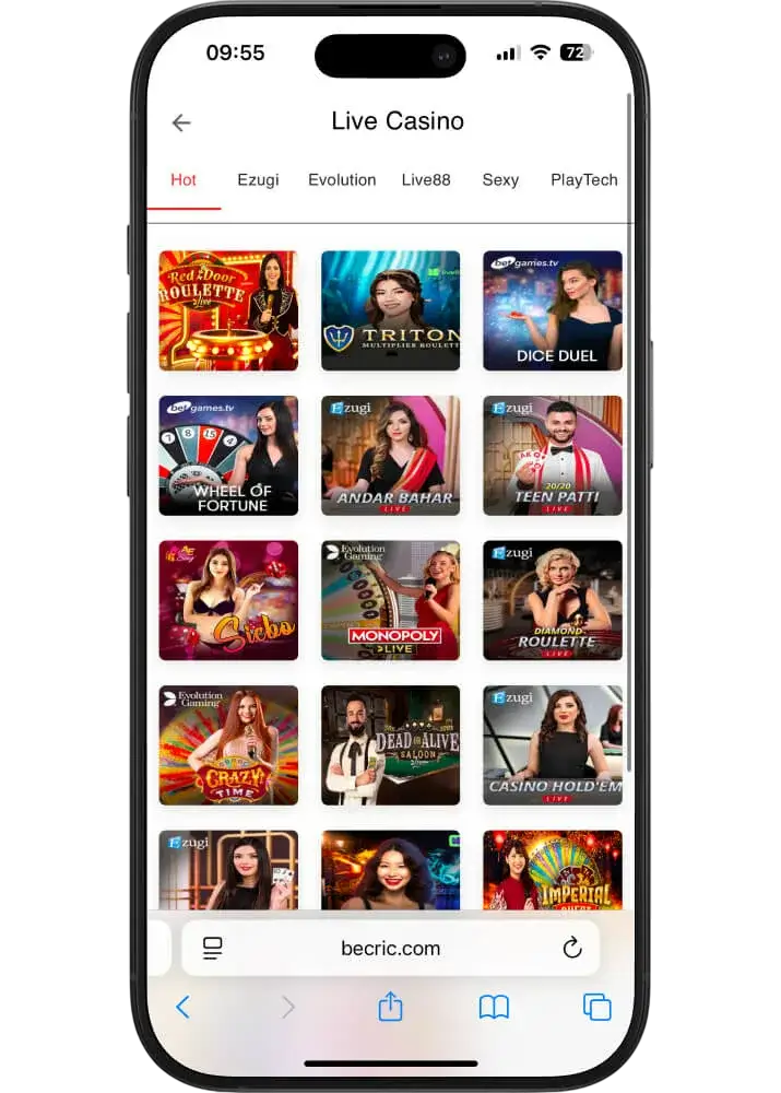 BeCric casino games on the go