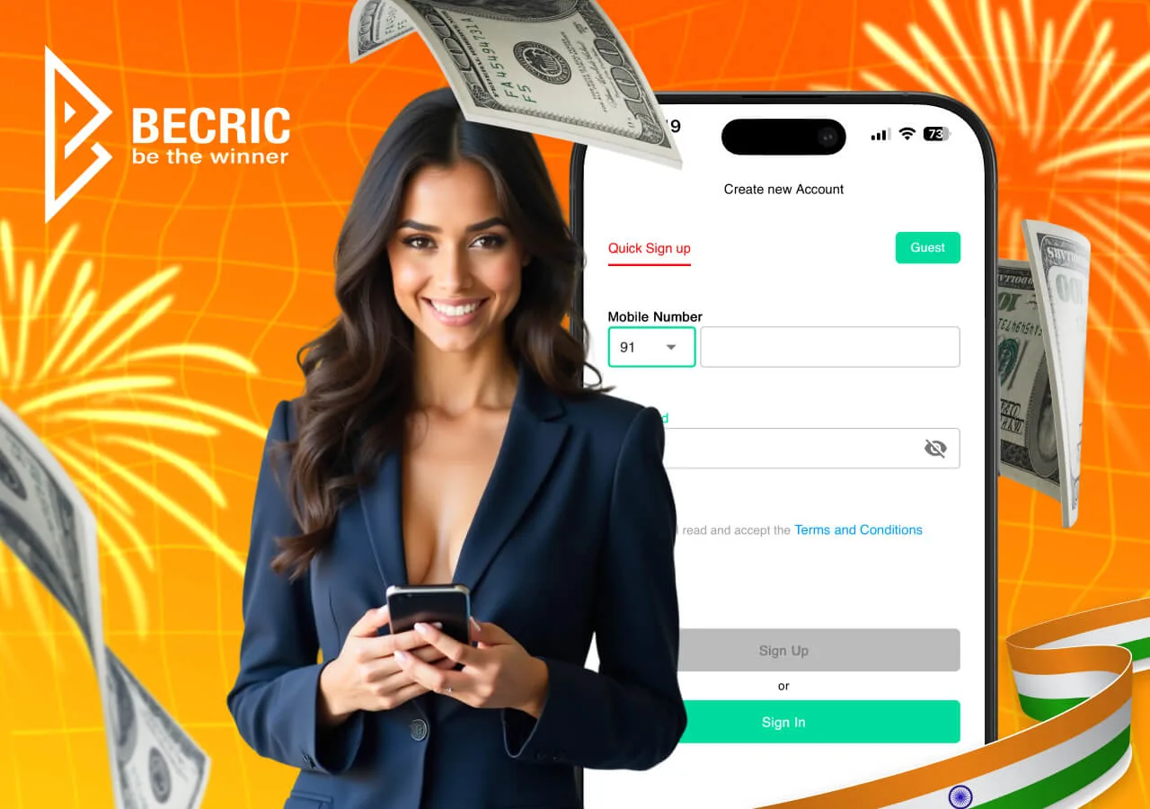 BeCric registration and login process